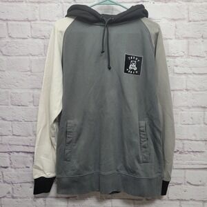 Teddy Fresh‎ Hoodie Color Block Grayscale Size M Stitched Logo Pockets Pullover